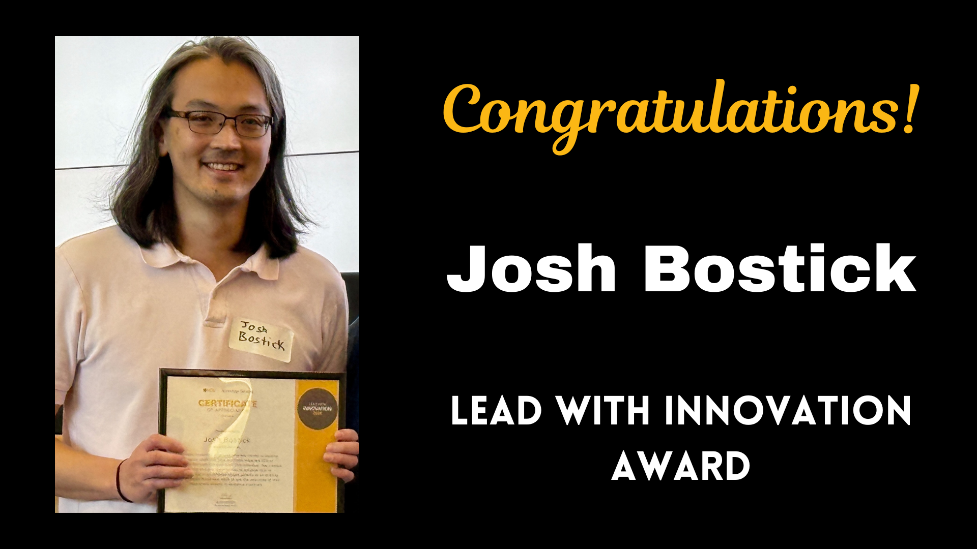 Josh Bostick - Lead with Innovation Award