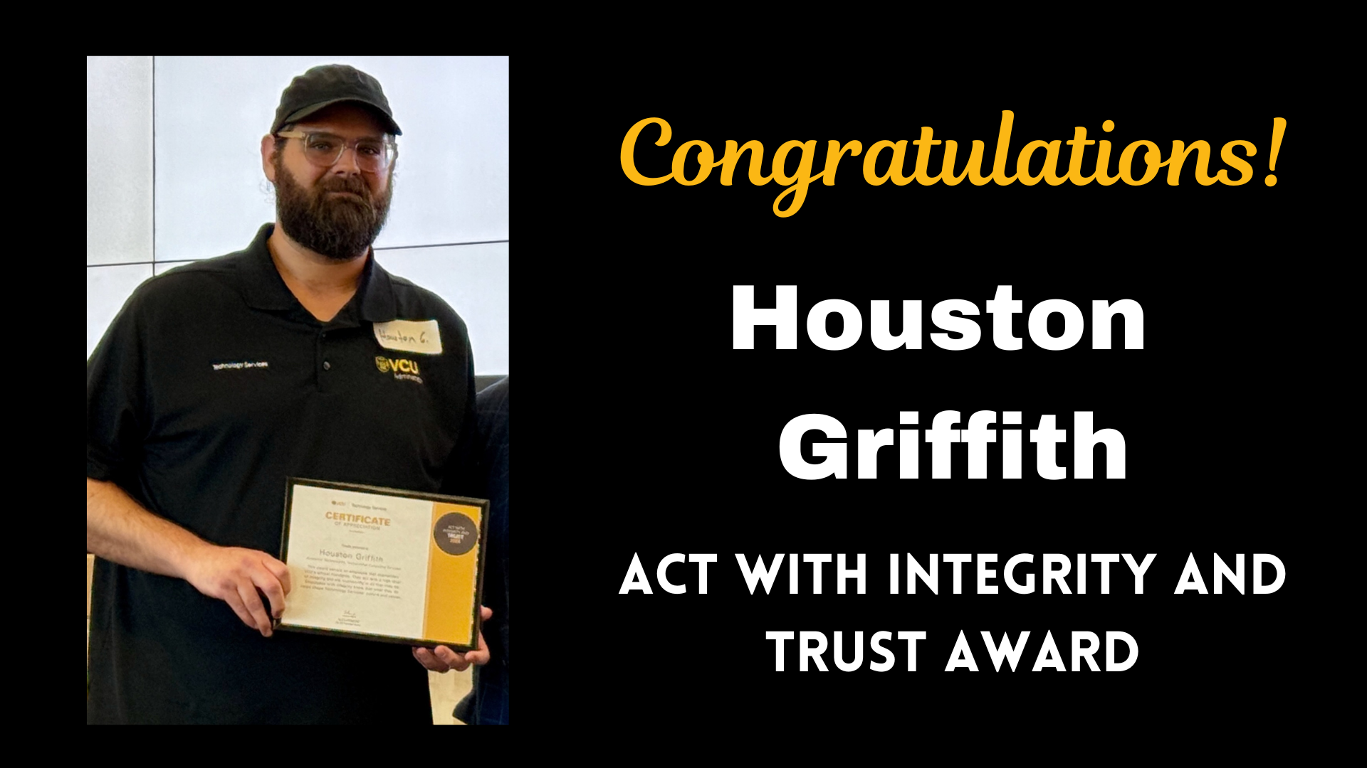 Houston Griffith - Act with Integrity and Trust Award