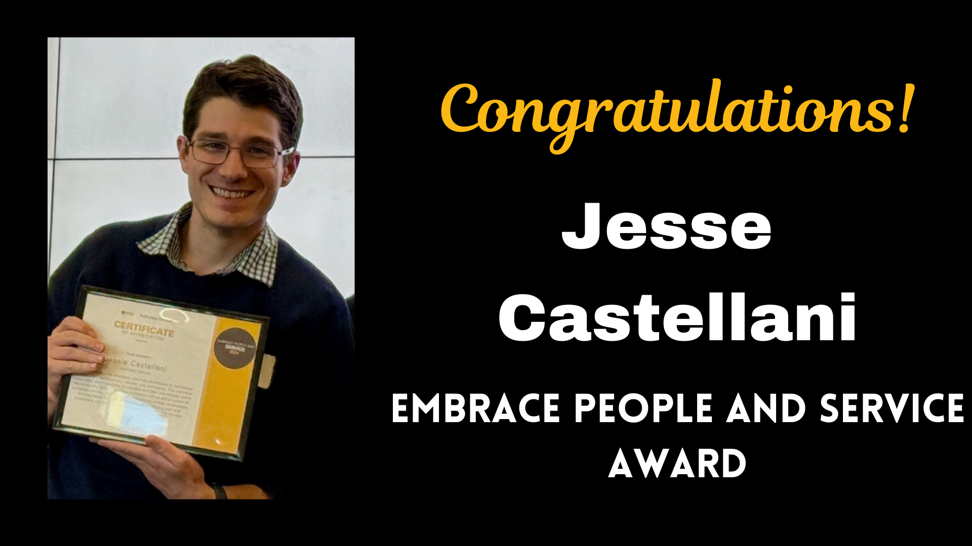 Jesse Castellani - Embrace People and Service Award